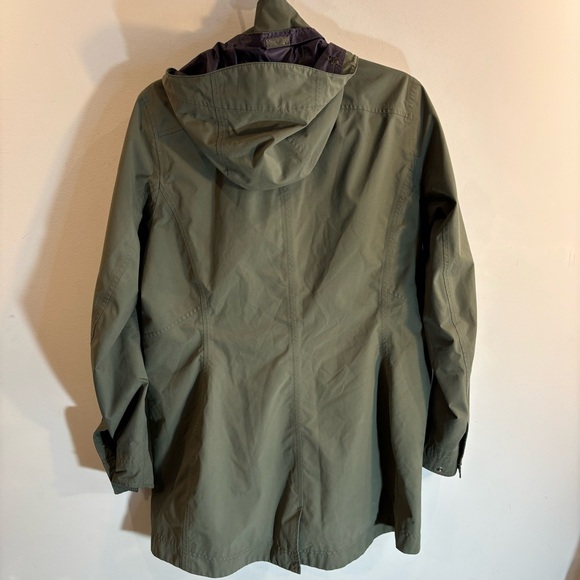 MARMOT Sz L Rain Coat Parka Olive with Purple Lining Retractable Hood Pockets - Picture 7 of 9
